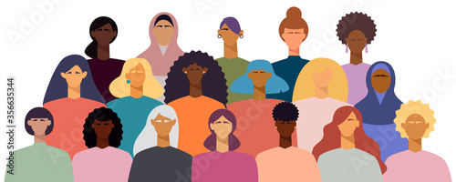 Portraits of women of different nationalities and cultures. Struggle for freedom, independence, equality. Ethnic beauty. Different women.