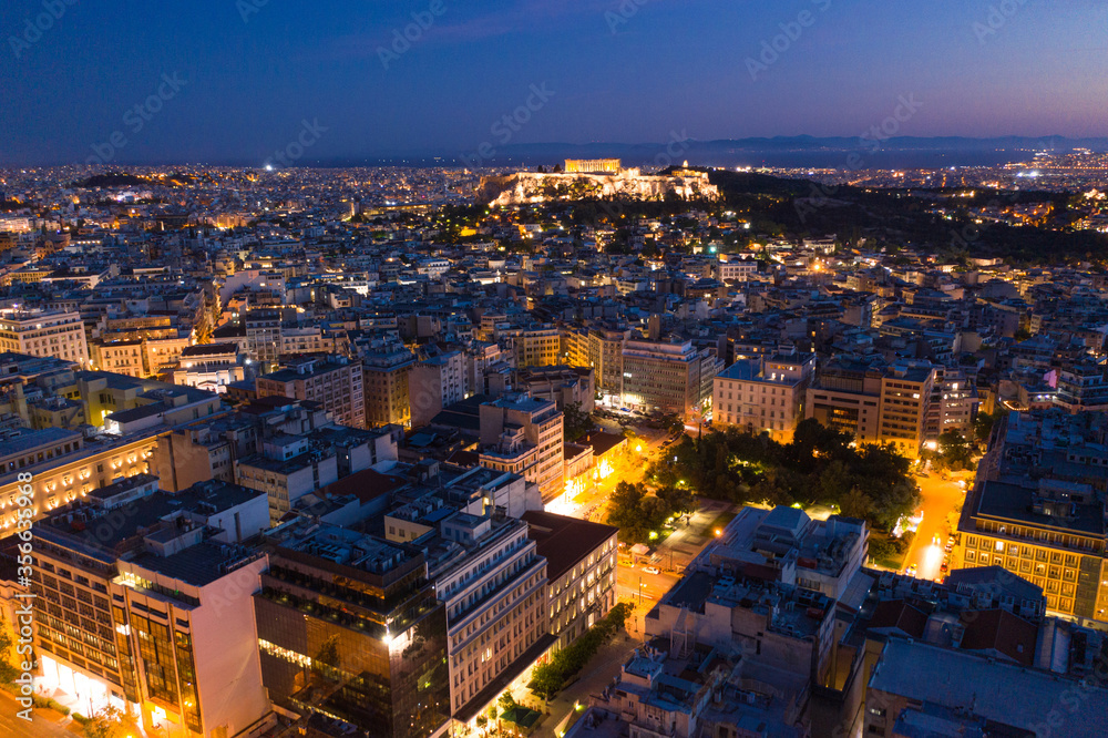 Athens city skyline at twilight, Greece