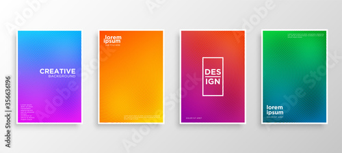 Set of four Minimal covers design. Colorful halftone gradients.modern background template design for web. Cool gradients. Future geometric patterns.