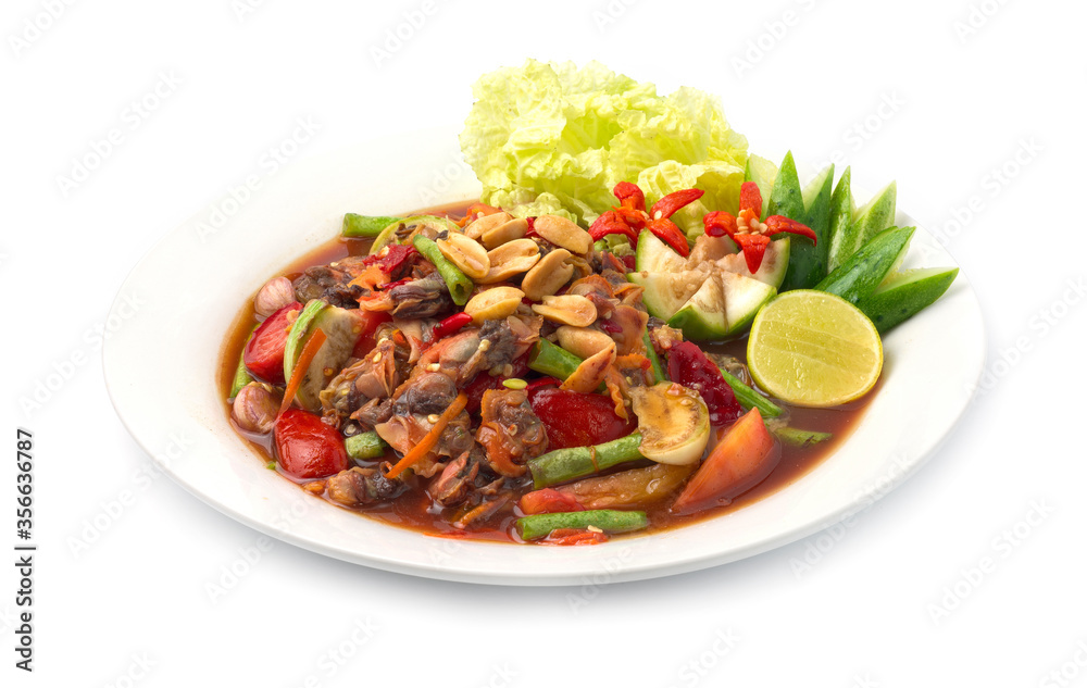 Cockles Spicy Salad in pickled fish sauce Thai food spicy