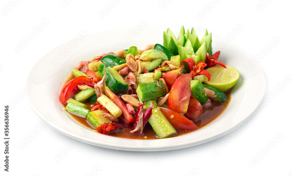 Cucumber Spicy Salad in pickled fish sauce Thai food