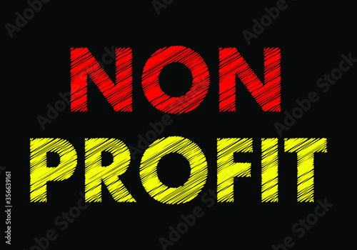 Nonprofit writing on chalkboard. Charity concept vector illustration