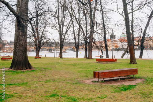 Couple walking in the park alone