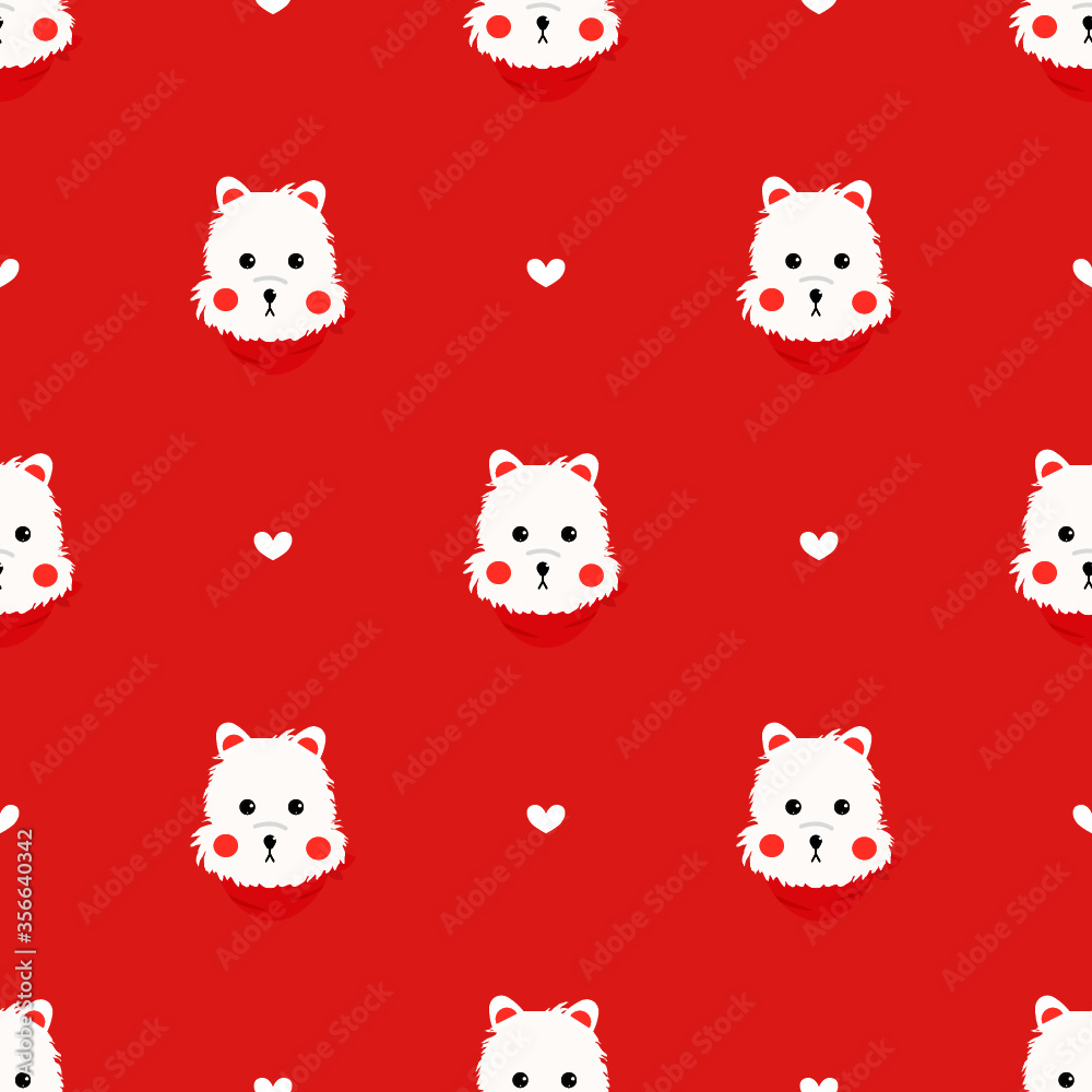 cute westie terrier seamless pattern vector.