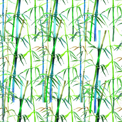 Seamless pattern illustration with bamboo thicket isolated on white background