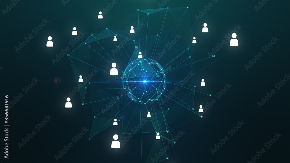 Global Network Connected animation of Global Business Network rotating