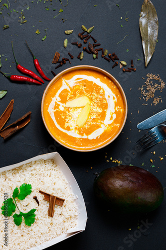 Photography Indian food and spicy spices, stylish photos for the menu