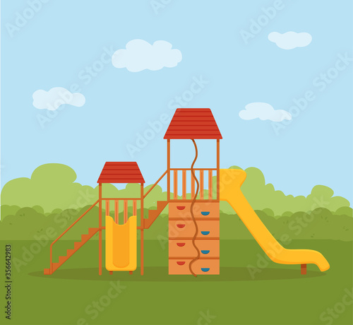 Kid s playground colorful cartoon vector illustration.