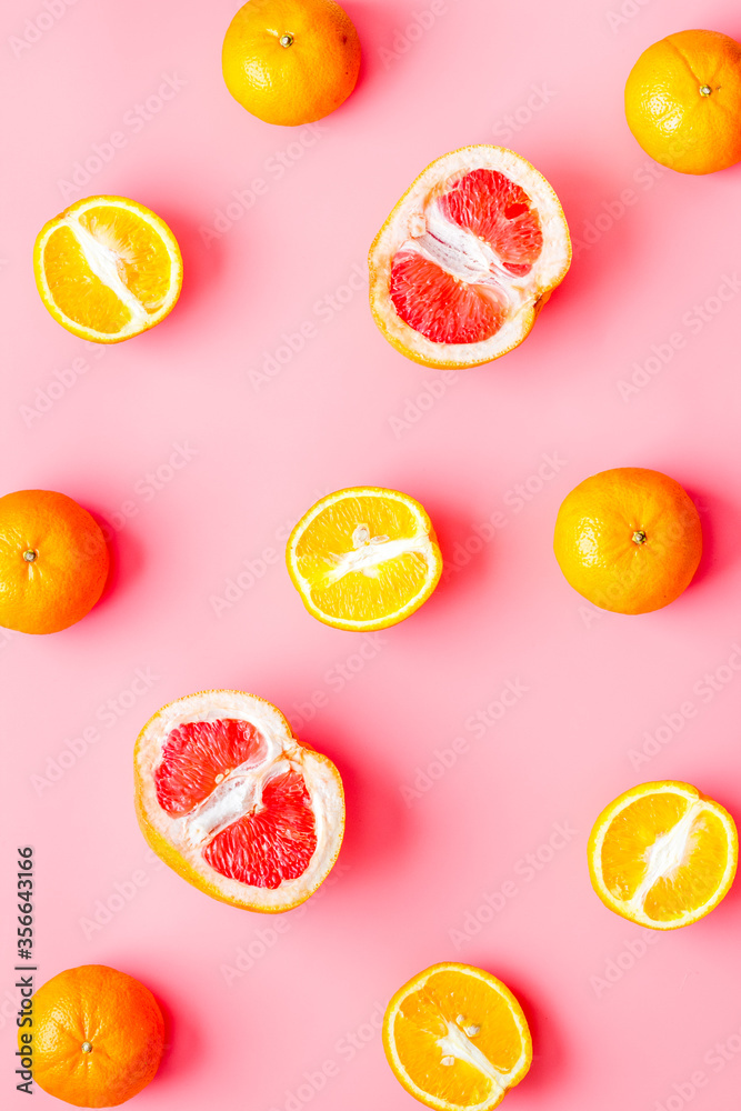 Grapefruit and orange citrus pattern top view Grapefruit and orange citrus pattern top view