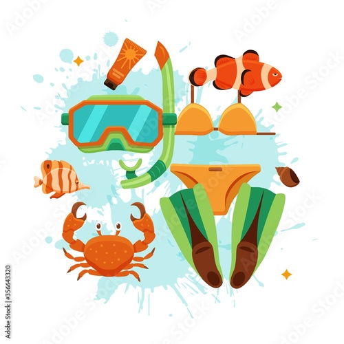 Summer time colorful vector concept.