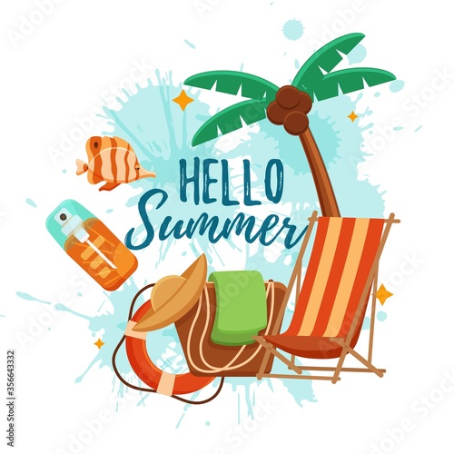 Summer time colorful vector concept.