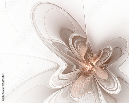 Fractal abstraction on a white background. Beige Butterfly