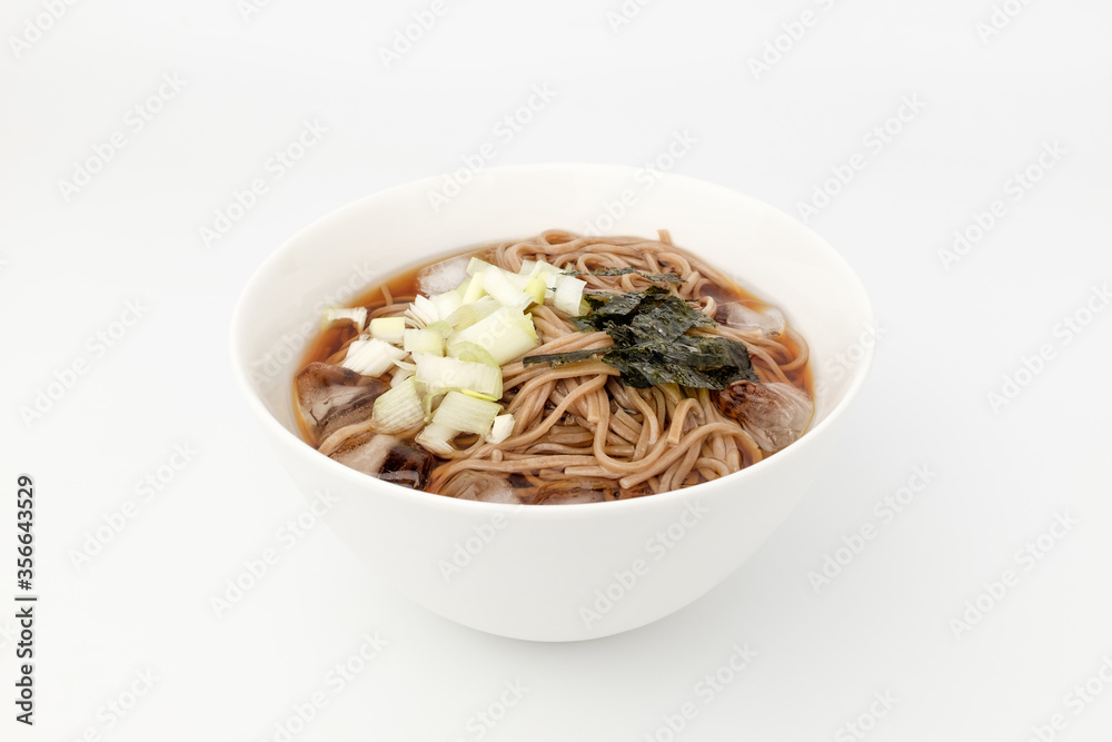 Buckwheat soba on white background Buckwheat soba on white background