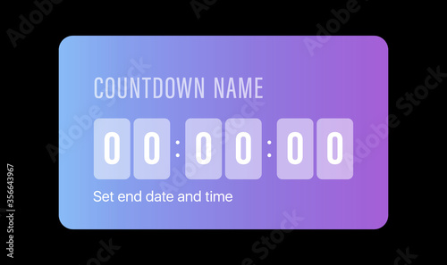 Instagram Countdown Timer. Social Media Sticker. Template Icon. User Interface Button. Stories. Vector Illustration On Black Background. IGTV