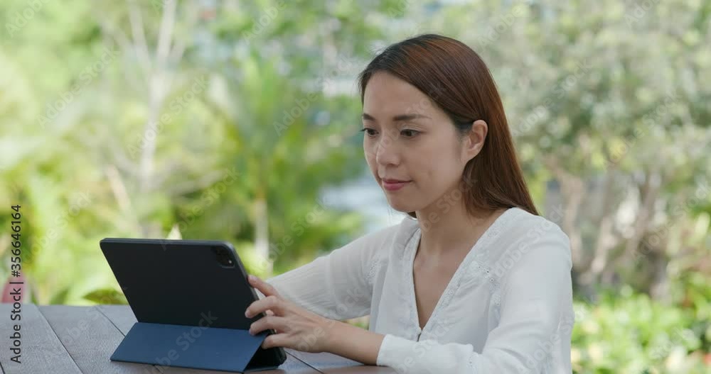 Woman work on digital tablet computer