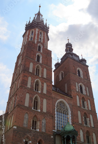 close up view of the Mariacki Church in Krakow