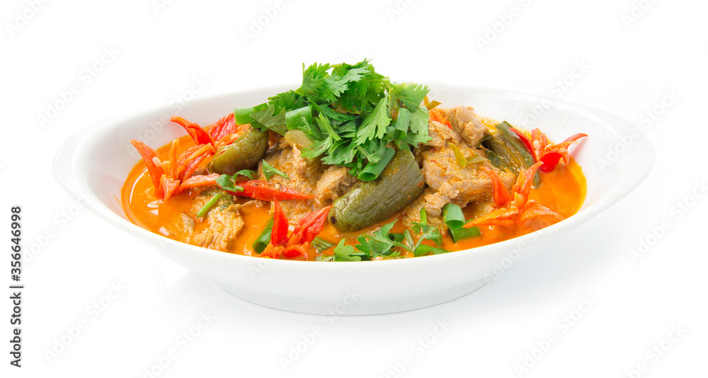 Red curry pork with coconut milk (Kang phed muu) Thaifood