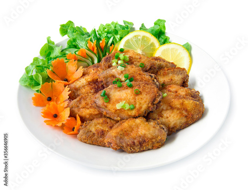 Fried Chicken with salt topped onion spring Thai fusion