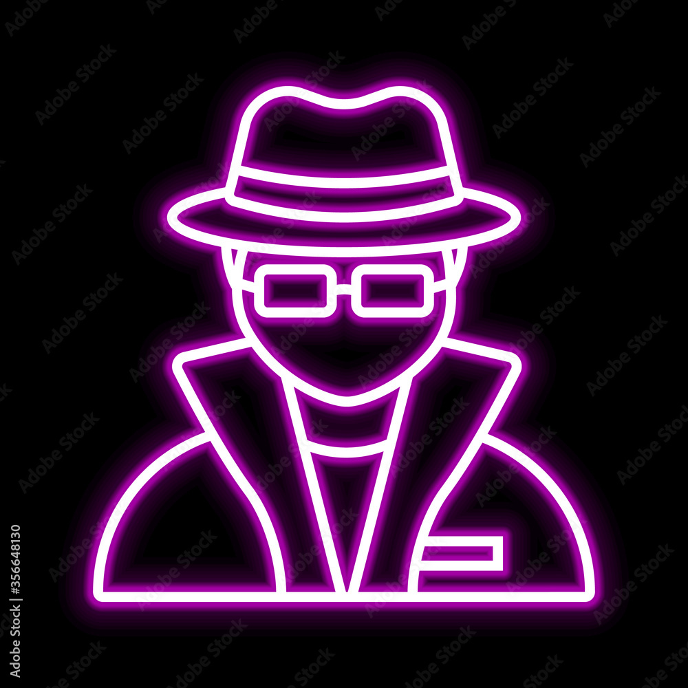 Inspector icon. Glowing sign logo vector