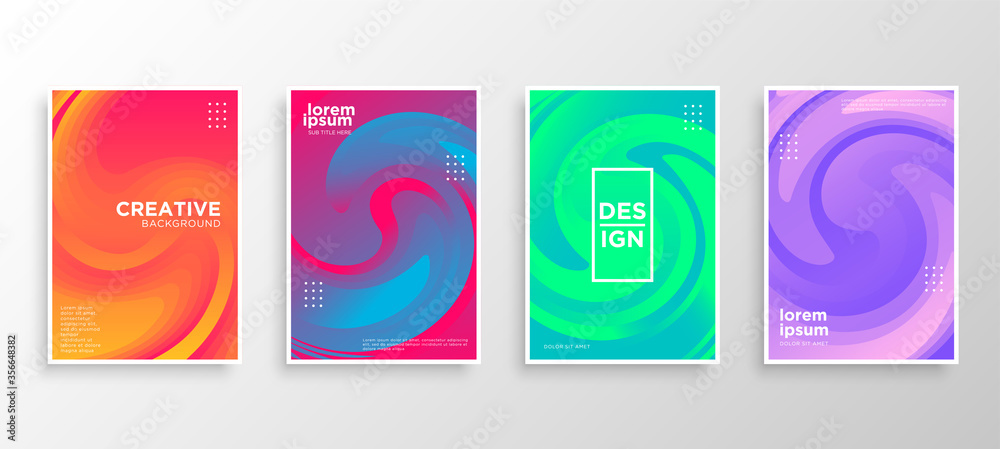 Set of four Minimal covers design. Colorful halftone gradients.modern background template design for web. Cool gradients. Future geometric patterns.
