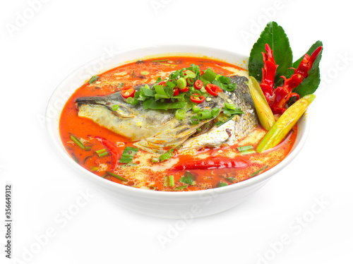 Thai Spicy Salmon Soup Hot chili in coconut milk