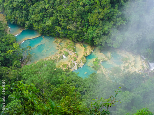Natrual water pools of Semuc Champey Aerial Perspective in Guatemala © Nino