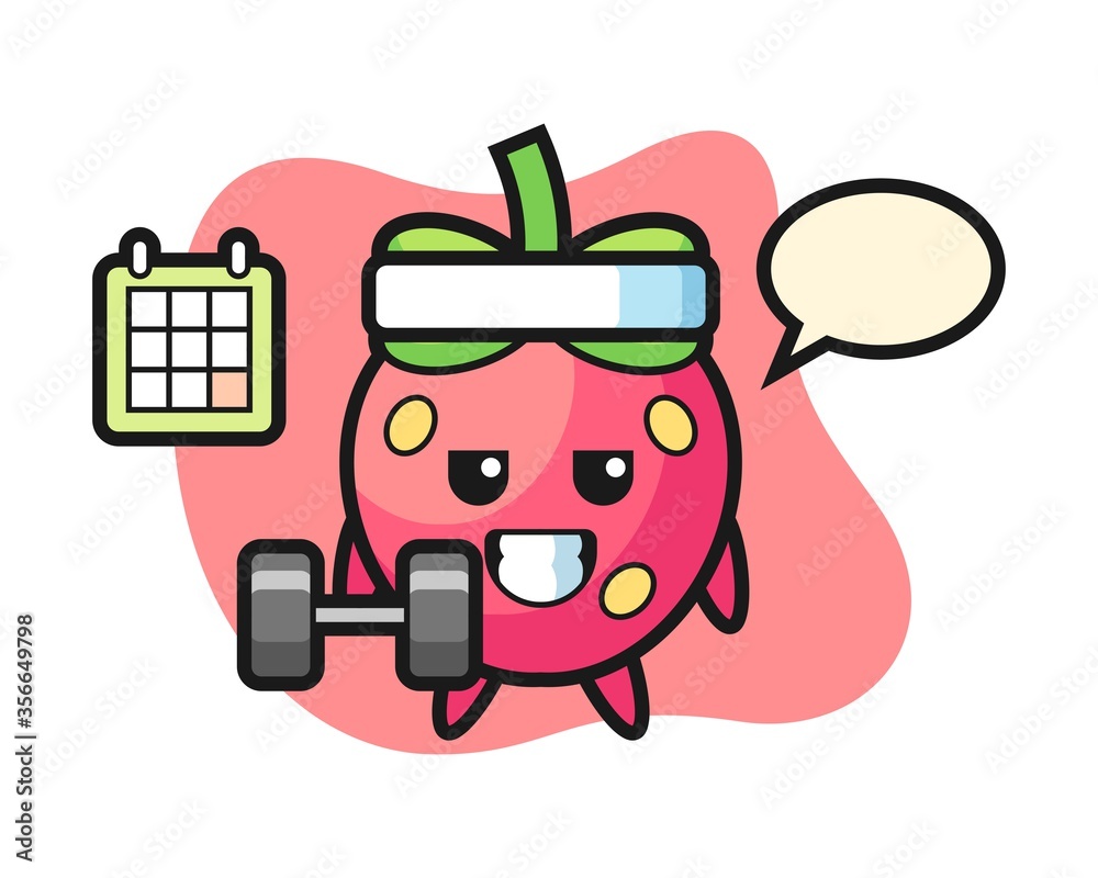 Strawberry cartoon doing fitness Strawberry cartoon doing fitness