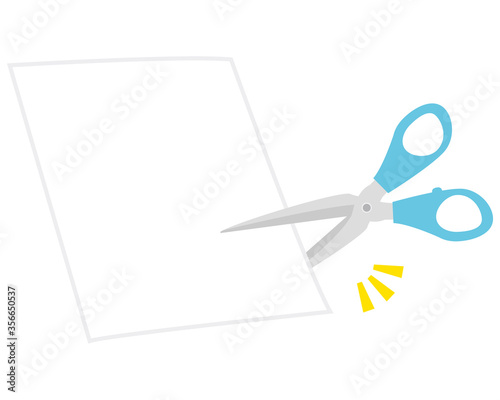 ハサミで用紙を切るイラスト