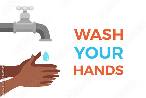Washing hands with soap and water properly cartoon vector illustration.