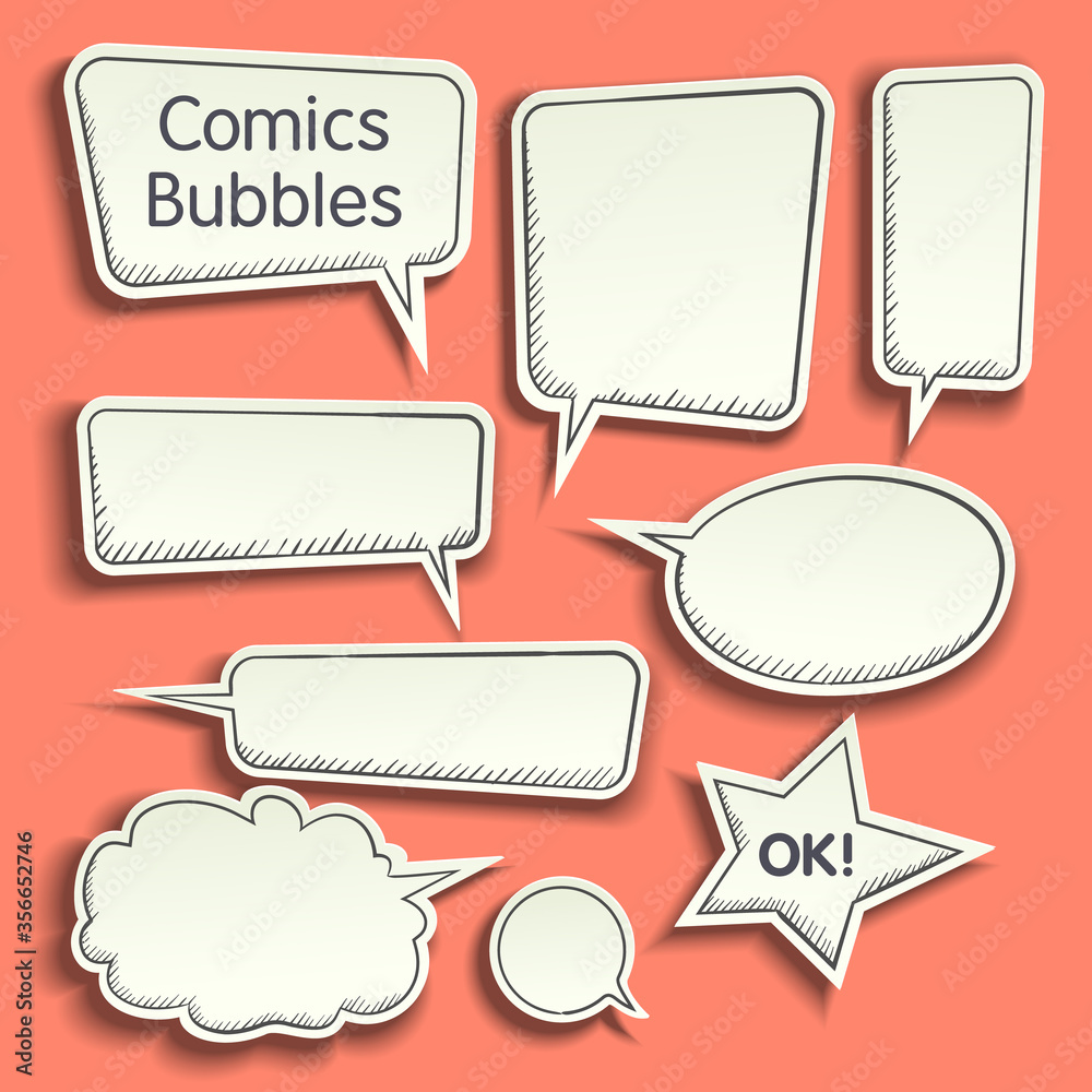 Vector set of bubbles for text of different shapes with shadow. Vector set of bubbles for text of different shapes with shadow.