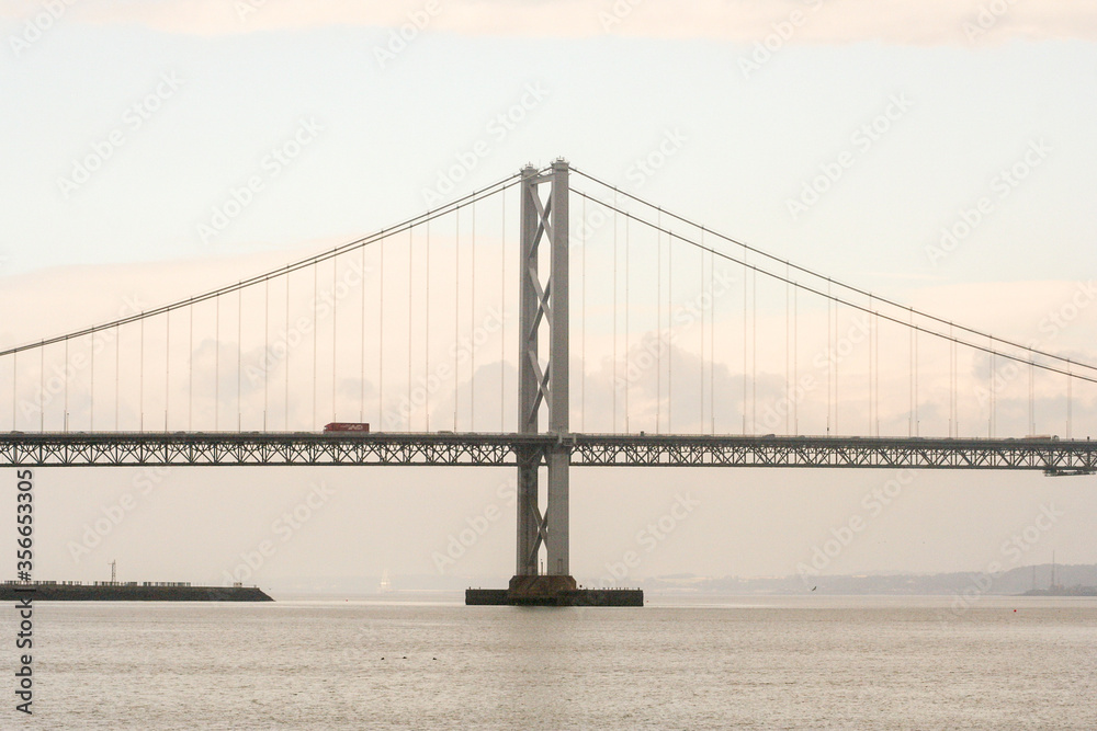 Obraz premium Edinburgh, Scotland. The Forth Road Bridge, a suspension bridge opened in 1964