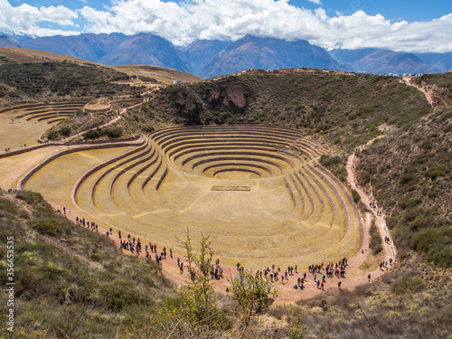 Agricultural terraces of Moray in the Sacred Valley in Peru near Cusco © Nino