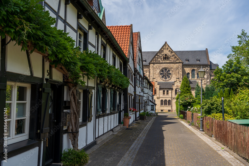 Old medieval town with houses and church in Herten Westerholt Germany