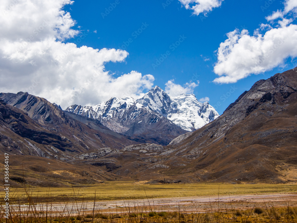 Glacier Mountain top near Laguna 69 in Peru, Andean Mountains