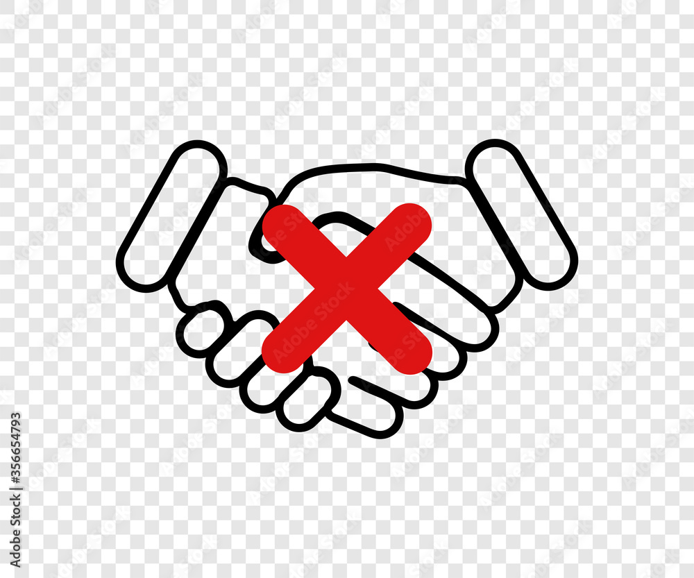 No handshake. Don't touch icon. No handshake concept. No deal. Vector illustration