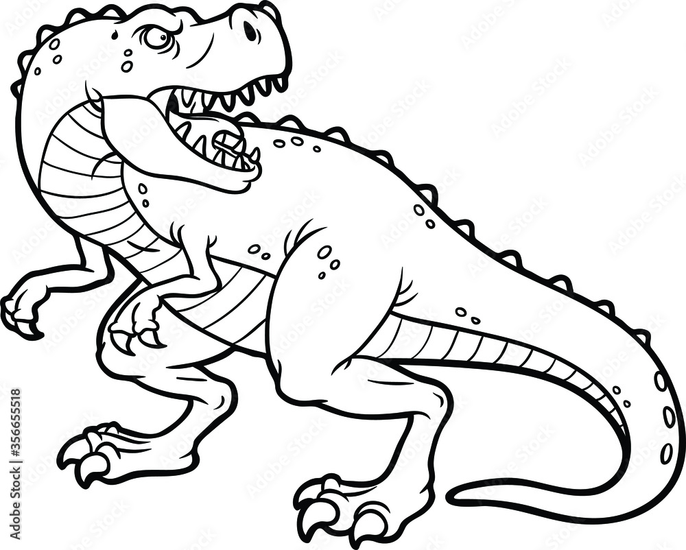 Vector Cartoon Tyrannosaurus Rex Line Art Vector Cartoon Tyrannosaurus Rex Line Art