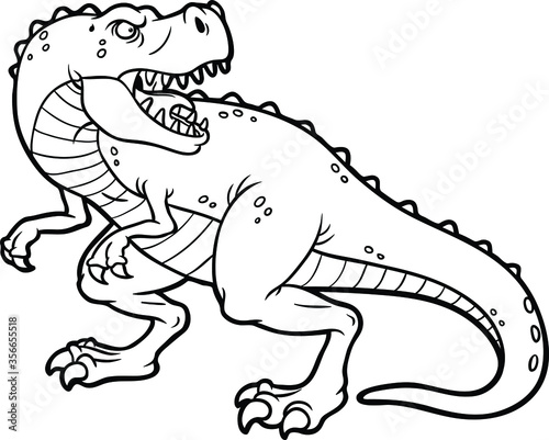 Vector Cartoon Tyrannosaurus Rex Line Art