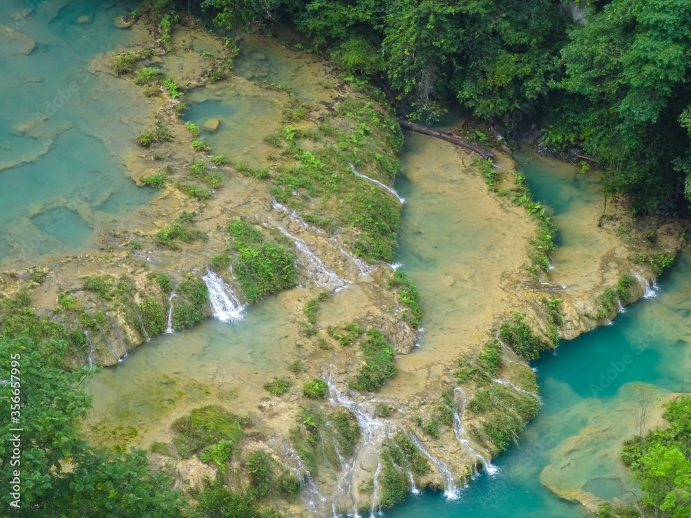 Natrual water pools of Semuc Champey Aerial Perspective in Guatemala Natrual water pools of Semuc Champey Aerial Perspective in Guatemala