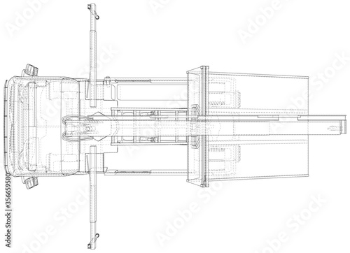 Tow truck vector. Isolated Wire-frame of breakdown lorry. Wire-frame line isolated. Vector rendering of 3d.