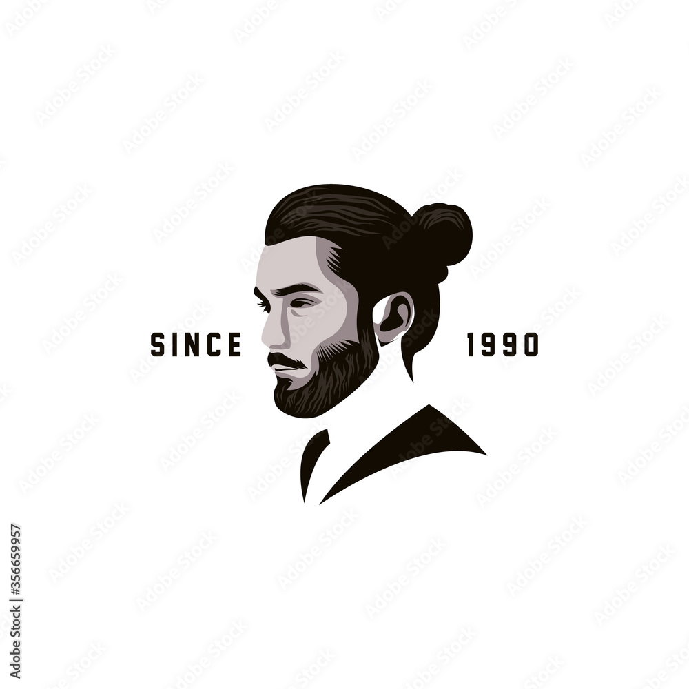 Barbershop Logo with bearded men.vector template Barbershop Logo with bearded men.vector template