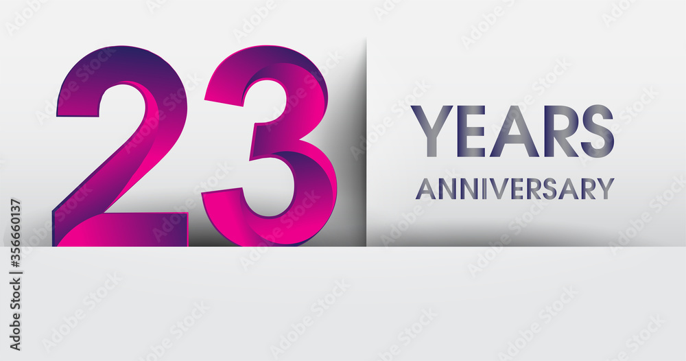 23rd years Anniversary celebration logo, flat design isolated on white background, vector elements for banner, invitation card and birthday party.