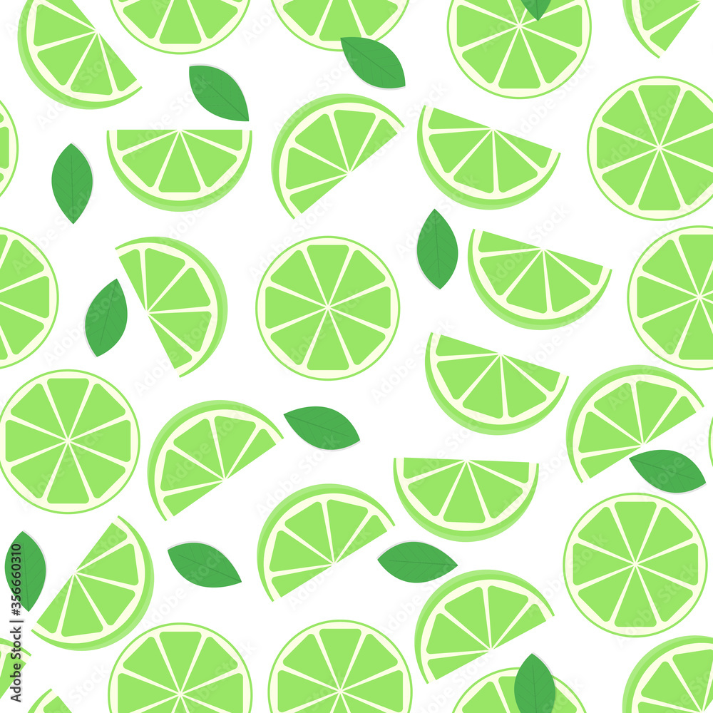 This is a seamless pattern texture of lime on a white background. Cute wrapping paper.