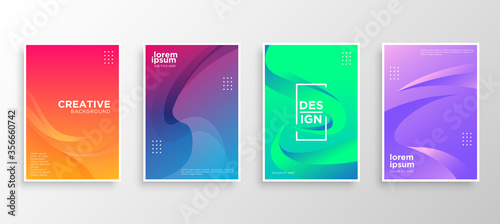 Set of four Minimal covers design. Colorful wavy gradients.modern background template design for web. Cool gradients. Future geometric patterns. Eps10 vector. © Harry