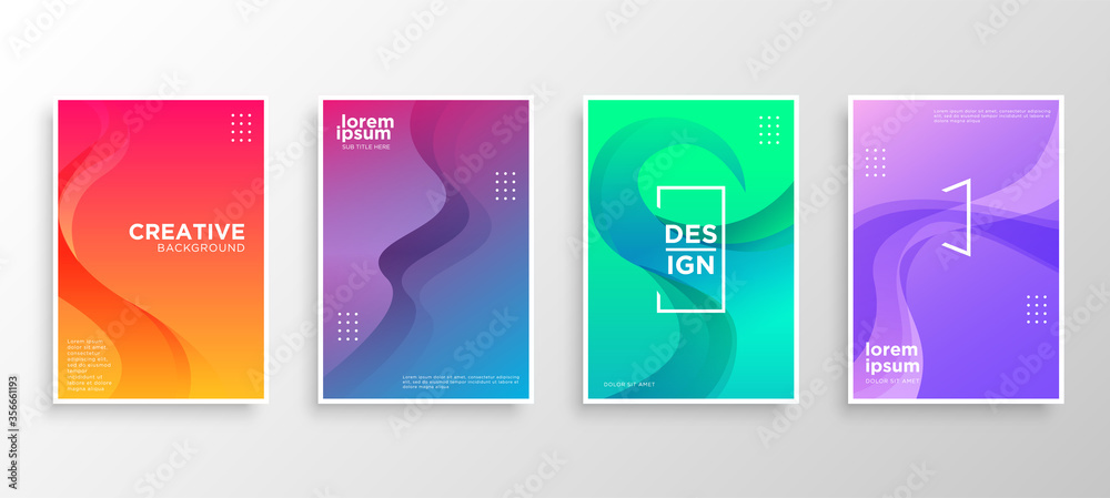 Set of four Minimal covers design. Colorful wavy gradients.modern background template design for web. Cool gradients. Future geometric patterns. Eps10 vector. Set of four Minimal covers design. Colorful wavy gradients.modern background template design for web. Cool gradients. Future geometric patterns. Eps10 vector.