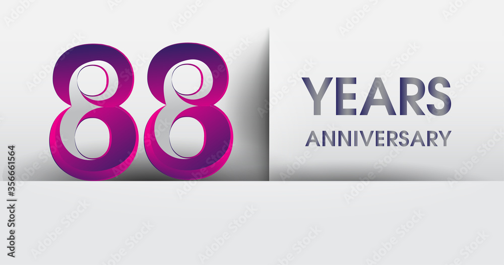 88th years Anniversary celebration logo, flat design isolated on white background, vector elements for banner, invitation card and birthday party. 88th years Anniversary celebration logo, flat design isolated on white background, vector elements for banner, invitation card and birthday party.