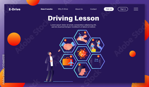 Doctor presenting tips for protection from coronavirus and epidemic spread prevention. Vector illustration for covid 19, symptoms, protection, safety, infection concept