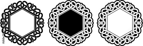 Celtic Hexagonal Shape Ornament Set Illustration