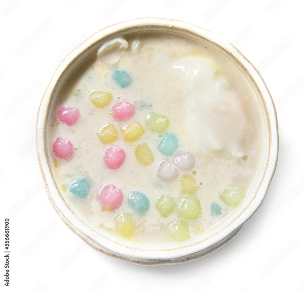 Thai dessert (Bua Loi) Thai glutinous rice rainbow ball with sweet egg in coconut milk and sugar Thai dessert (Bua Loi) Thai glutinous rice rainbow ball with sweet egg in coconut milk and sugar