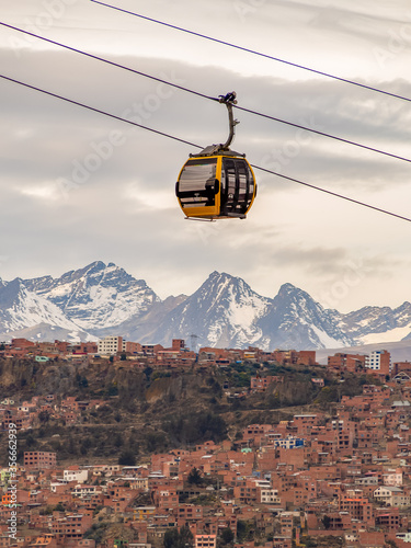 Cable Car Teleferico over La Paz Bolivia in the Andean Mountains