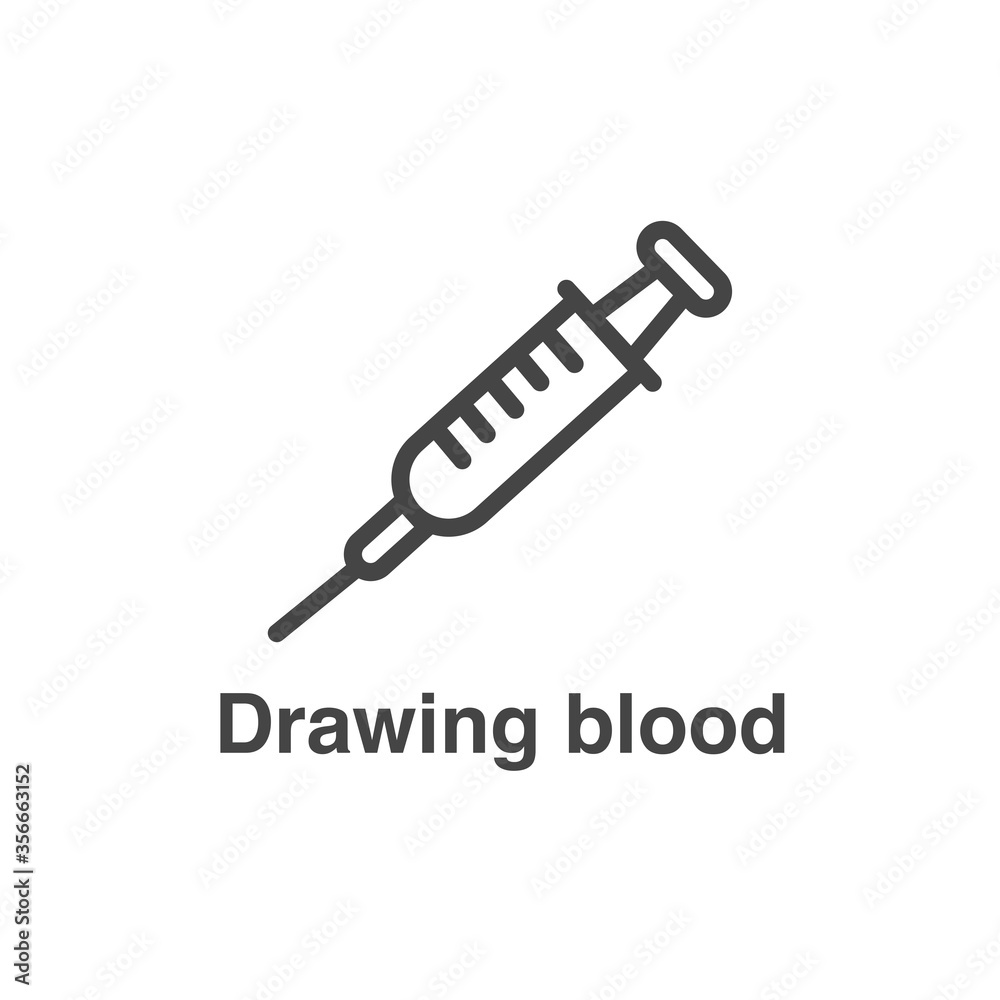 Blood testing and work icon showing one aspect of blood draw process Blood testing and work icon showing one aspect of blood draw process